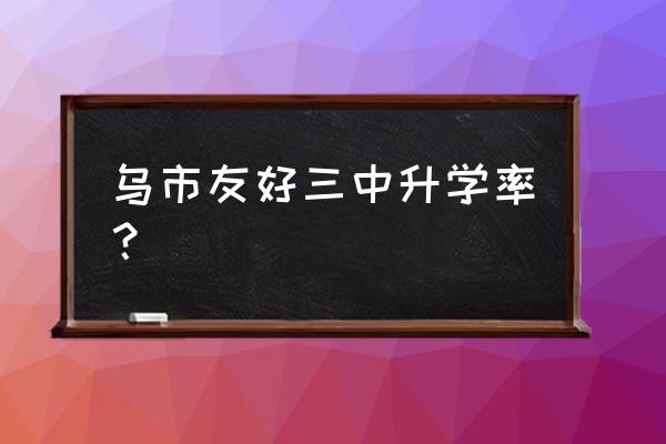 乌市友好三中排名第几 乌市友好三中升学率? 乌市友好三中排名第几 乌市友好三中升学率?