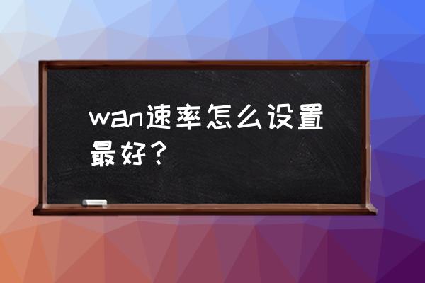 路由器速率调制在哪 wan速率怎么设置最好? 路由器速率调制在哪 wan速率怎么设置最好?