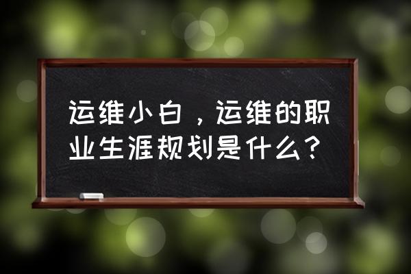 运维成本控制方法 运维小白,运维的职业生涯规划是什么? 运维成本控制方法 运维小白,运维的职业生涯规划是什么?