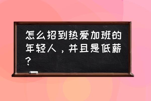 低薪族怎么提高收入 怎么招到热爱加班的年轻人,并且是低薪? 低薪族怎么提高收入 怎么招到热爱加班的年轻人,并且是低薪?