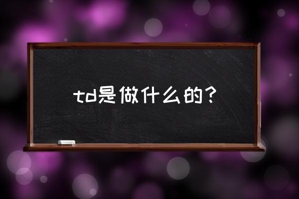 TD是啥 td是做什么的? TD是啥 td是做什么的?